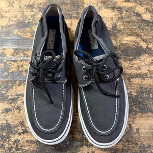 Sperry Top Sider Boat Shoes Mens Casual 0726802 Gray Fabric Lace Up Low Top